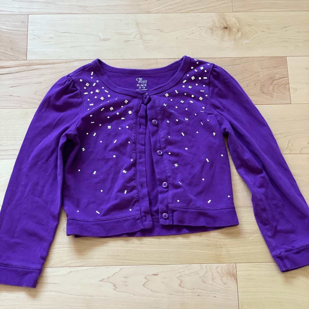 Girls rhinestone purple cardigan.